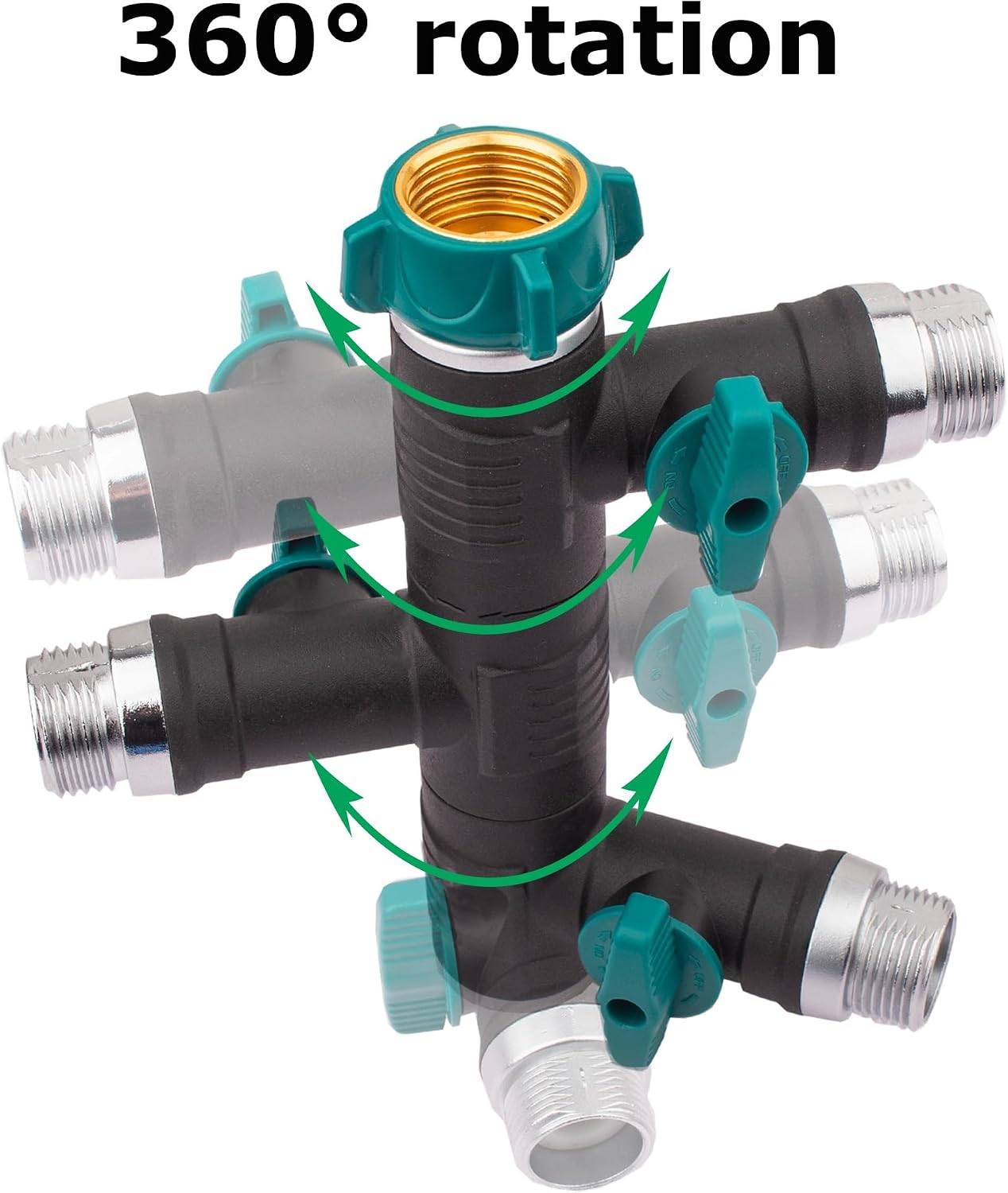 Hose Splitter, 2 Way splitter Rotary Heavy Duty, Hose Connector Rotated 360 Seperately,Garden Hose Splitter,Faucet Splitter,Outdoor Faucet Splitter,High Quilty Metal+Chrome Adapter.