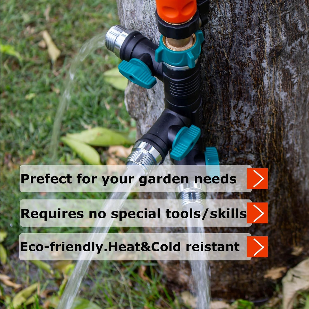 Hose Splitter, 2 Way splitter Rotary Heavy Duty, Hose Connector Rotated 360 Seperately,Garden Hose Splitter,Faucet Splitter,Outdoor Faucet Splitter,High Quilty Metal+Chrome Adapter.