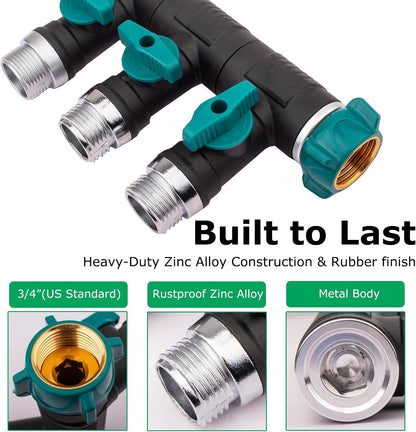Hose Splitter, 2 Way splitter Rotary Heavy Duty, Hose Connector Rotated 360 Seperately,Garden Hose Splitter,Faucet Splitter,Outdoor Faucet Splitter,High Quilty Metal+Chrome Adapter.