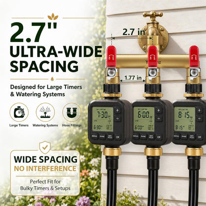 3 Way Garden Hose Splitter, 3/4" GHT Full Flow Hose Splitter