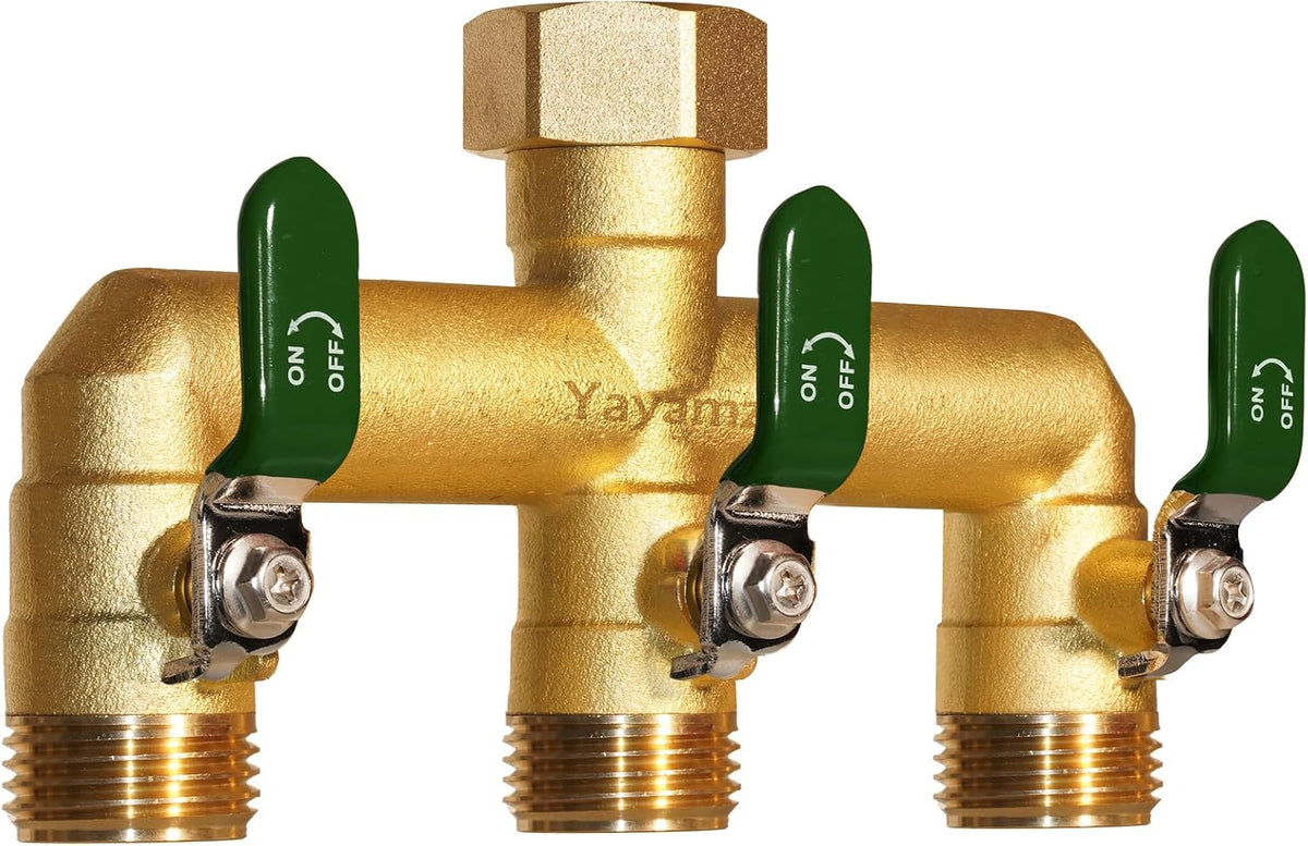 3 Way Garden Hose Splitter, 3/4" GHT Full Flow Hose Splitter