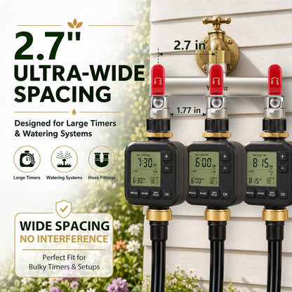 3 Way Garden Hose Splitter, 3/4" GHT Full Flow Hose Splitter