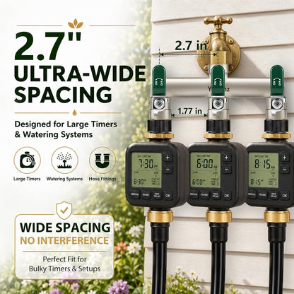 3 Way Garden Hose Splitter, 3/4" GHT Full Flow Hose Splitter