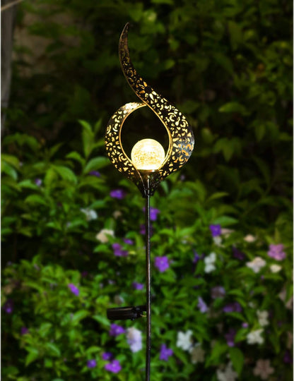 Outdoor Garden Gifts Solar Lights Stake Waterproof, Mothers Day Gifts Mom, Crackle Glass Metal Flower LED Yard Art Ornaments Lights for Pathway, Lawn or Courtyard, Birthday Gifts Women (Bronze)