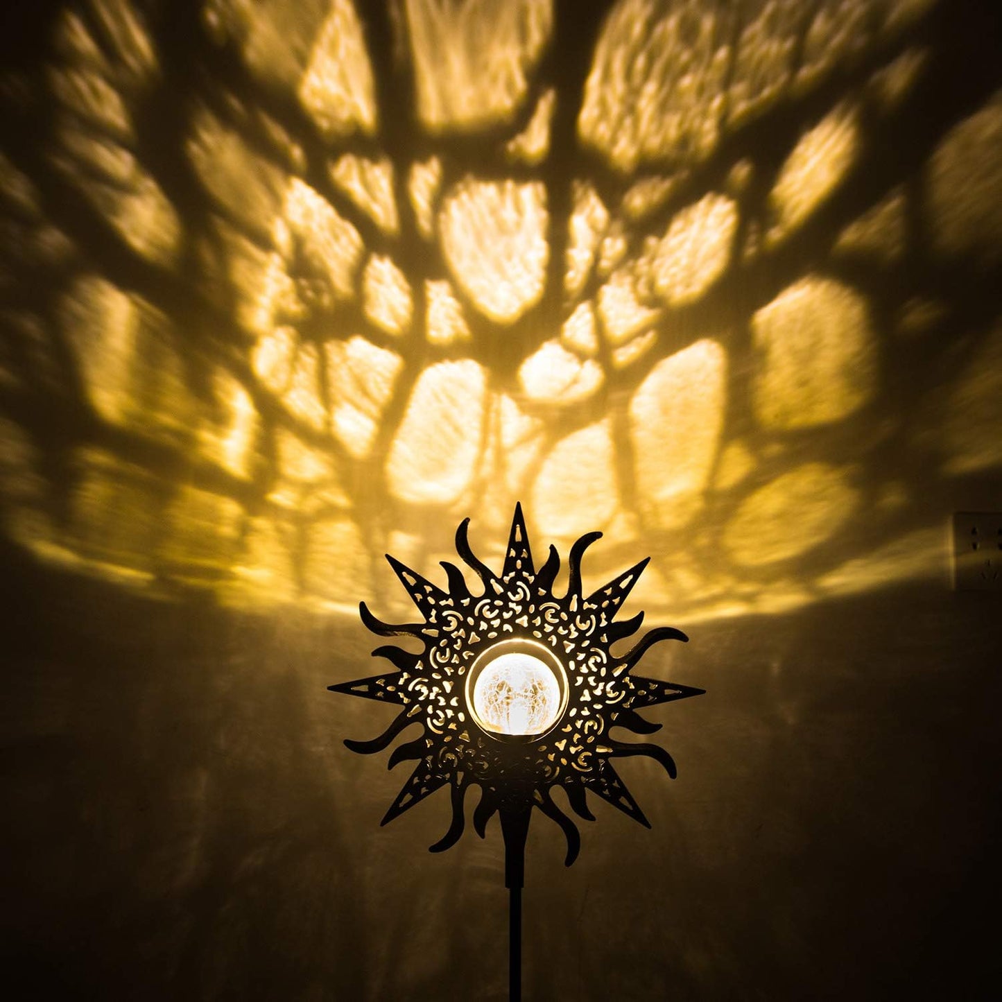 Outdoor Garden Gifts Solar Lights Stake Waterproof, Mothers Day Gifts Mom, Crackle Glass Metal Flower LED Yard Art Ornaments Lights for Pathway, Lawn or Courtyard, Birthday Gifts Women (Bronze)