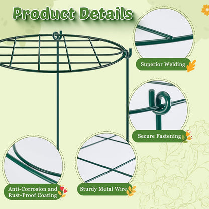 8 Pack 12 x 15.7 inch Peony Cages and Supports,Metal Grow Through Plant Supports for Outdoor Plants,Flowers Support Rings Top-Heavy Plant Brace Support Hoop for Vegetables,Rose,Tomato,Orchids