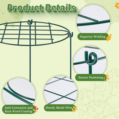 8 Pack 12 x 15.7 inch Peony Cages and Supports,Metal Grow Through Plant Supports for Outdoor Plants,Flowers Support Rings Top-Heavy Plant Brace Support Hoop for Vegetables,Rose,Tomato,Orchids