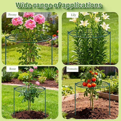 8 Pack 12 x 15.7 inch Peony Cages and Supports,Metal Grow Through Plant Supports for Outdoor Plants,Flowers Support Rings Top-Heavy Plant Brace Support Hoop for Vegetables,Rose,Tomato,Orchids