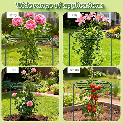 8 Pack 12 x 15.7 inch Peony Cages and Supports,Metal Grow Through Plant Supports for Outdoor Plants,Flowers Support Rings Top-Heavy Plant Brace Support Hoop for Vegetables,Rose,Tomato,Orchids