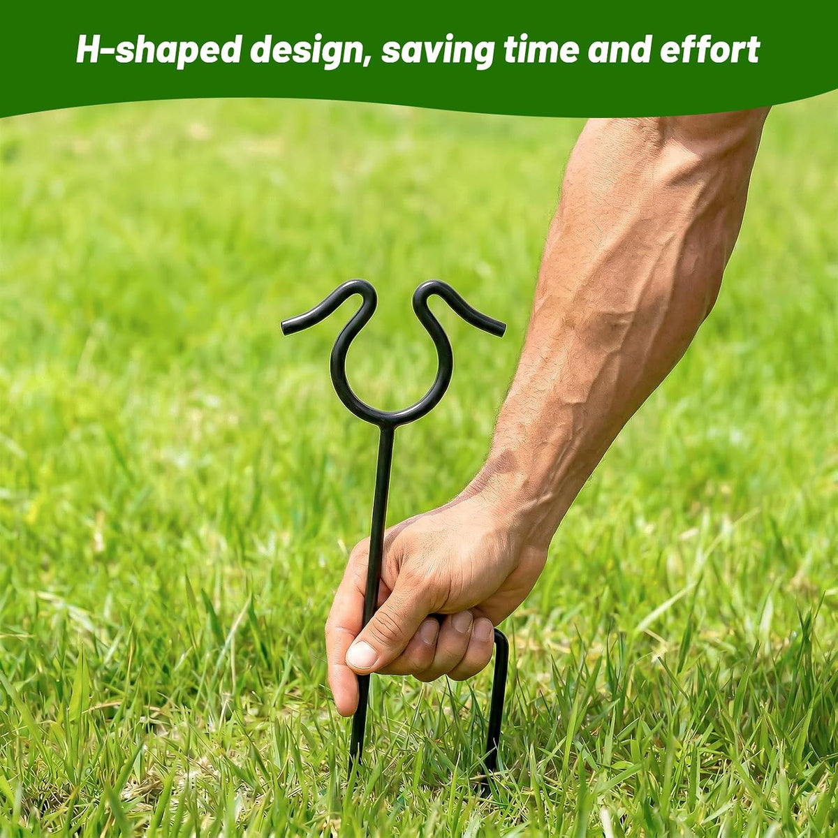 6 Pack Garden Hose Guide Stakes, 14 inch Metal Hose Guides for Garden Heavy Duty Rustproof Coated Spike Keeps Water Hose Out of Flower Beds Outside Lawn & Yard Plant Protection (Black)