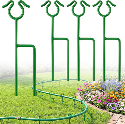 6 Pack Garden Hose Guide Stakes, 14 inch Metal Hose Guides for Garden Heavy Duty Rustproof Coated Spike Keeps Water Hose Out of Flower Beds Outside Lawn & Yard Plant Protection (Black)