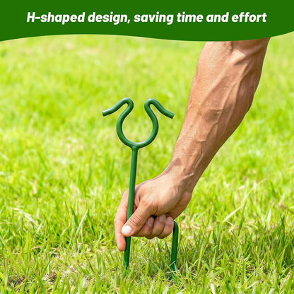 6 Pack Garden Hose Guide Stakes, 14 inch Metal Hose Guides for Garden Heavy Duty Rustproof Coated Spike Keeps Water Hose Out of Flower Beds Outside Lawn & Yard Plant Protection (Black)