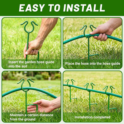 6 Pack Garden Hose Guide Stakes, 14 inch Metal Hose Guides for Garden Heavy Duty Rustproof Coated Spike Keeps Water Hose Out of Flower Beds Outside Lawn & Yard Plant Protection (Black)