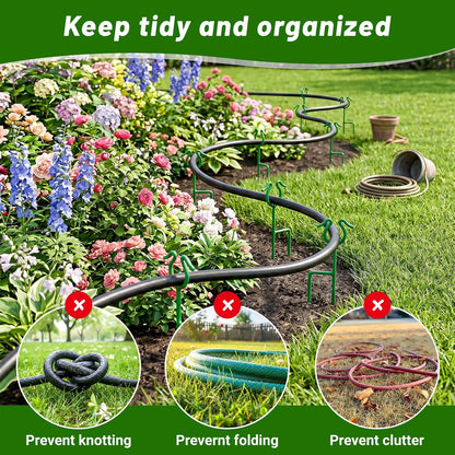 6 Pack Garden Hose Guide Stakes, 14 inch Metal Hose Guides for Garden Heavy Duty Rustproof Coated Spike Keeps Water Hose Out of Flower Beds Outside Lawn & Yard Plant Protection (Black)