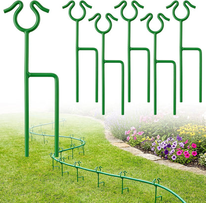 6 Pack Garden Hose Guide Stakes, 14 inch Metal Hose Guides for Garden Heavy Duty Rustproof Coated Spike Keeps Water Hose Out of Flower Beds Outside Lawn & Yard Plant Protection (Black)