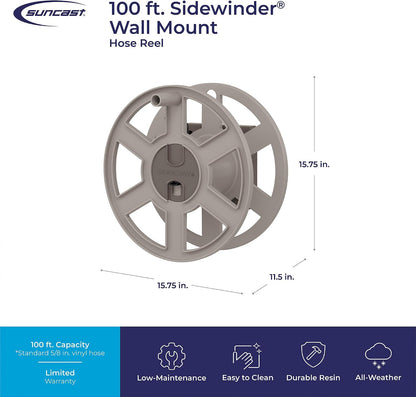 SWA100 100 Ft. Wall Mount Garden/Yard Hose Reel Side Winder (2 Pack)