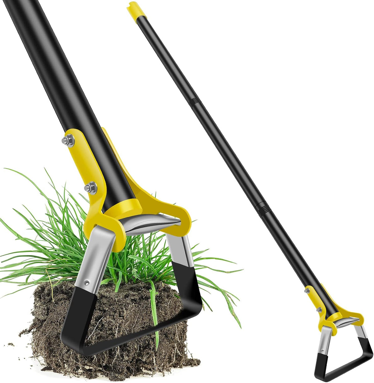 Garden Hoe Tool 1.2/1.6M Stainless Steel Stirrup Loop Hoe with Triangle Head and Long Handle Ergonomic Weeding Tool for Backyard Courtyard Vegetable Farm Planting(3 Sections 1.2m)