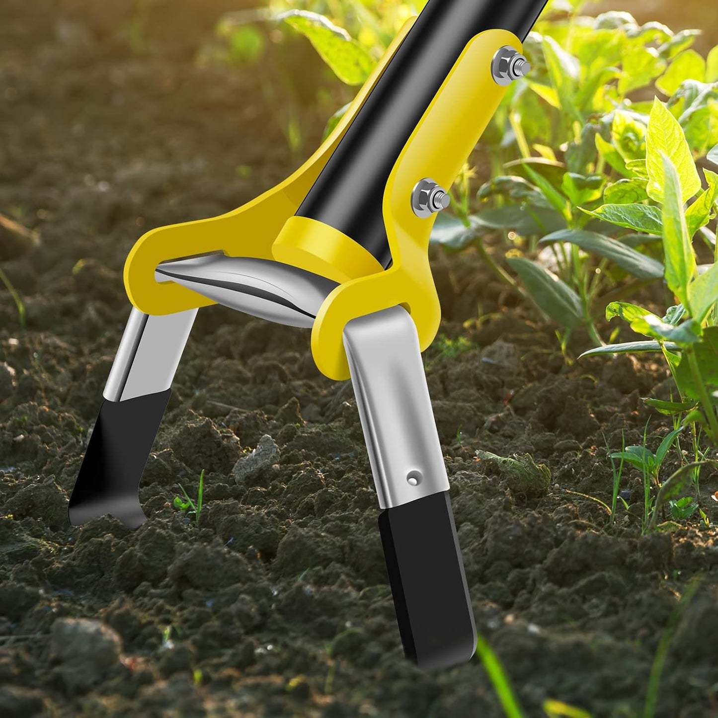 Garden Hoe Tool 1.2/1.6M Stainless Steel Stirrup Loop Hoe with Triangle Head and Long Handle Ergonomic Weeding Tool for Backyard Courtyard Vegetable Farm Planting(3 Sections 1.2m)