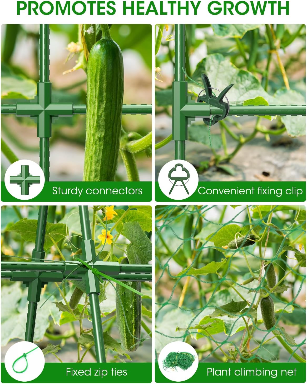 MYMULIKE 2 Pack Cucumber Trellis, Garden Trellis for Climbing Plants Outdoor, A-Frame Cucumber Trellis for Raised Bed, Plant Grow Support for Tomato, Squash, Vegetable, Flower(33"x47"x2Pcs)