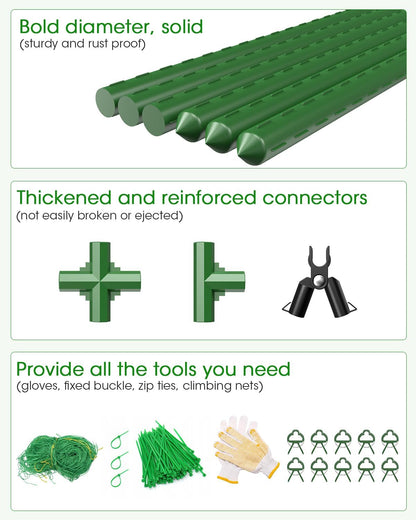 MYMULIKE 2 Pack Cucumber Trellis, Garden Trellis for Climbing Plants Outdoor, A-Frame Cucumber Trellis for Raised Bed, Plant Grow Support for Tomato, Squash, Vegetable, Flower(33"x47"x2Pcs)