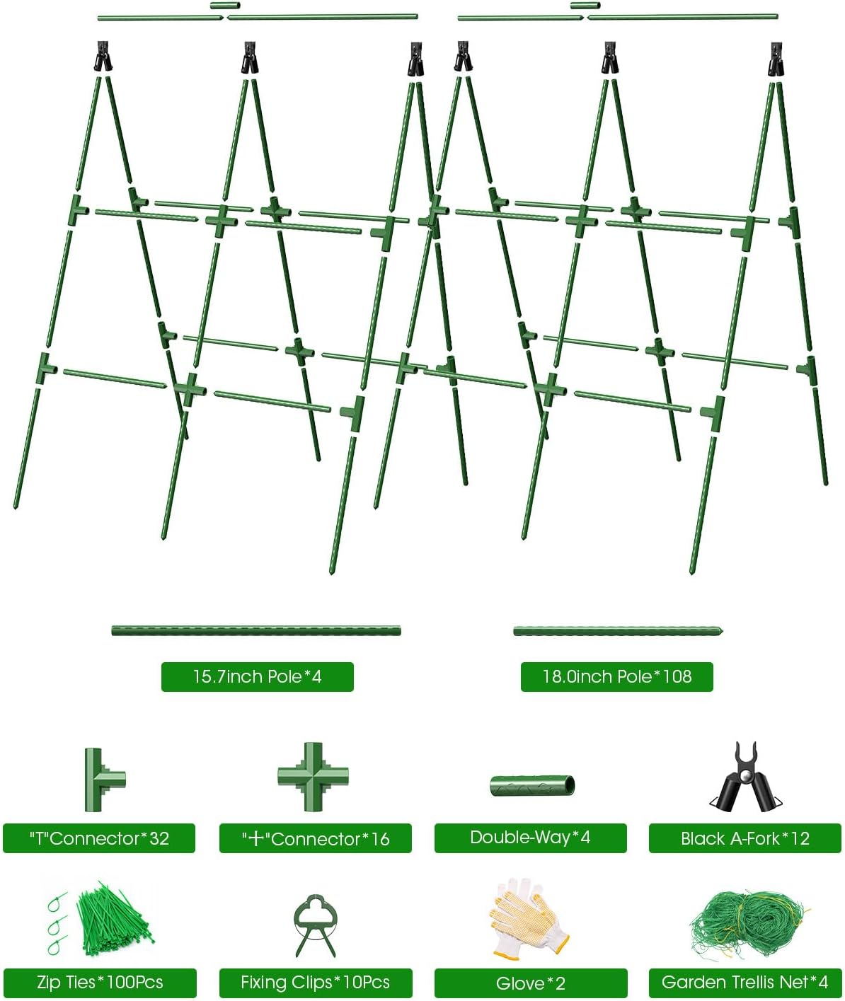 MYMULIKE 2 Pack Cucumber Trellis, Garden Trellis for Climbing Plants Outdoor, A-Frame Cucumber Trellis for Raised Bed, Plant Grow Support for Tomato, Squash, Vegetable, Flower(33"x47"x2Pcs)