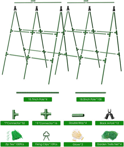 MYMULIKE 2 Pack Cucumber Trellis, Garden Trellis for Climbing Plants Outdoor, A-Frame Cucumber Trellis for Raised Bed, Plant Grow Support for Tomato, Squash, Vegetable, Flower(33"x47"x2Pcs)