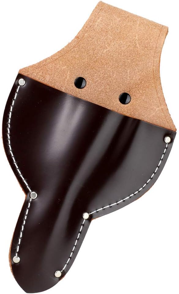 Wazakura Leather Tool Holster for Bonsai Scissors Made in Japan, Dark Brown, Japanese Garden Small Tool Pouch with Belt Clip, Scissor Holder with Belt Loop, Bonsai Shears Case for Gardening Tool Belt