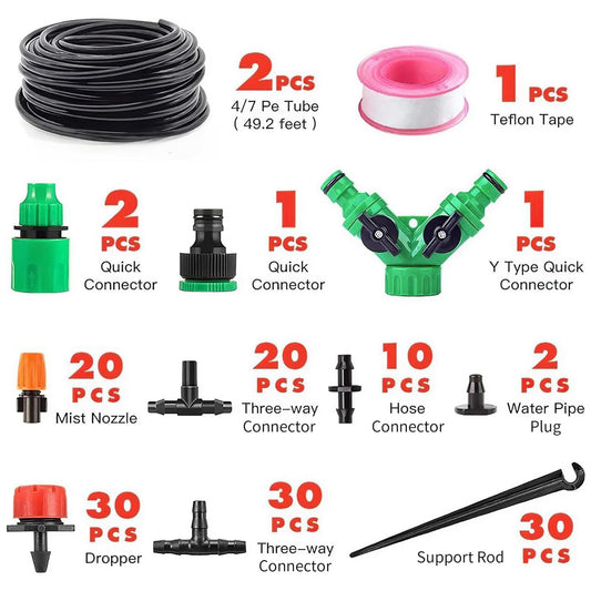 98.5FT Drip Irrigation System Kit, 149PCS Automatic Micro Drip Irrigation Kit for Garden Greenhouse, Adjustable Watering System for Flower Bed, Patio & Lawn, DIY Plant Self-Watering Garden Hose