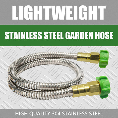 304 Stainless Steel 2ft Short Garden Hose with Female to Male Metal Connector, Flexible & Lightweight Water Hose (2ft)