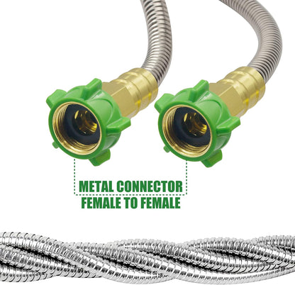 304 Stainless Steel 2ft Short Garden Hose with Female to Male Metal Connector, Flexible & Lightweight Water Hose (2ft)