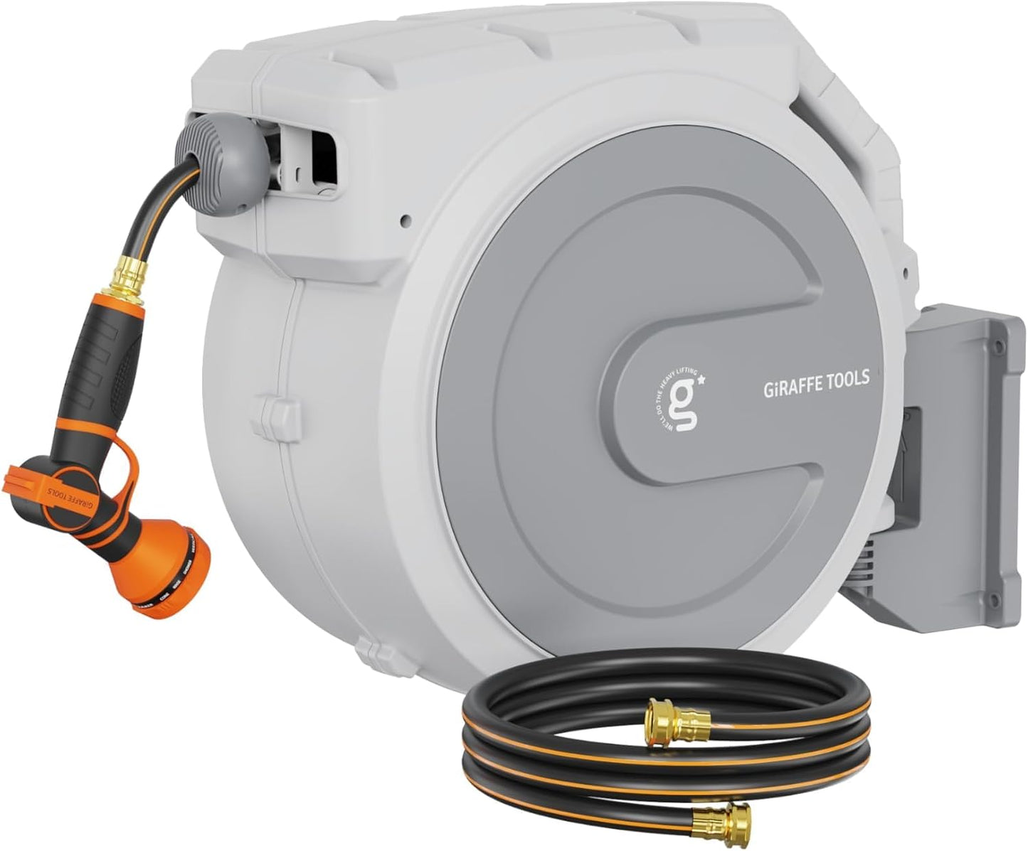 Retractable Garden Hose Reel 1/2"130FT Wall Mount Light Grey
