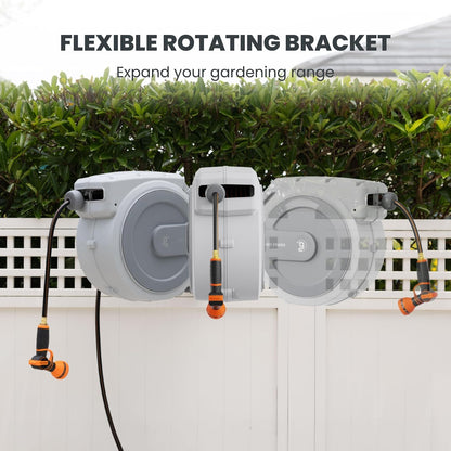 Retractable Garden Hose Reel 1/2"130FT Wall Mount Light Grey