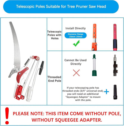 Extendable Tree Pruner Saw,High-Altitude Branches Trimmer Pruning Shears Head,Fruit Picker Harvester Clipper Pruning Tool for Plant Garden(Without Pole)