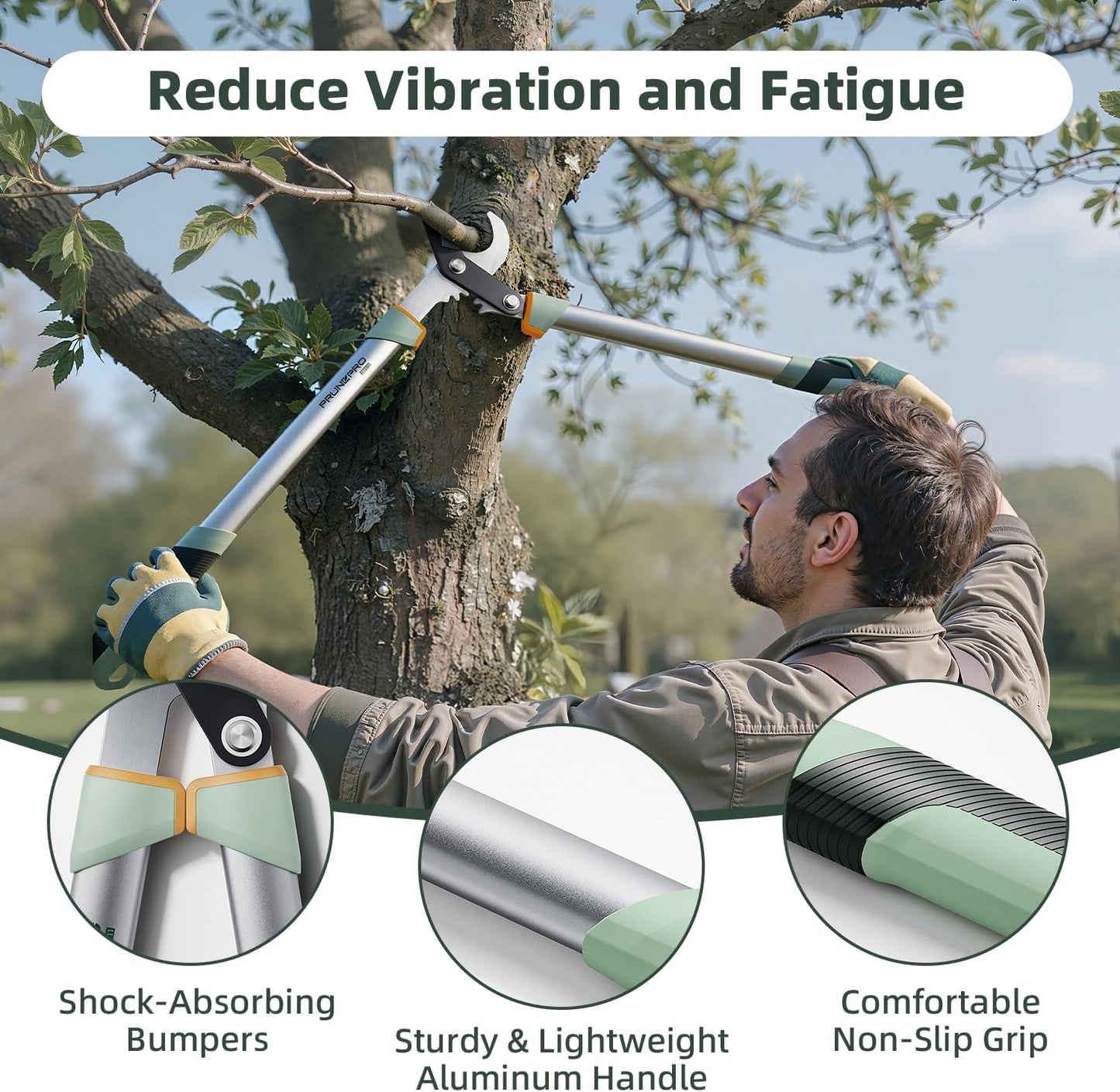 ® Loppers for Tree Trimming Stainless Steel Branch Cutter Heavy Duty Bypass Tree Pruner Rust Resistant Sharp Blade Up to 2" Tree Limb Trimmer for Gardening