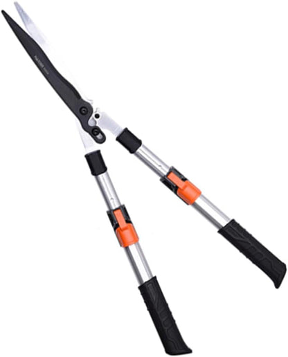 Pro Gear Lever Hedge Shears - 29” - 34” - Telescoping Extendable Handle with High Carbon Steel Teflon Coated Wavy Blade - Ergo Rubber Long Handle - Heavy Duty Gardening Tool