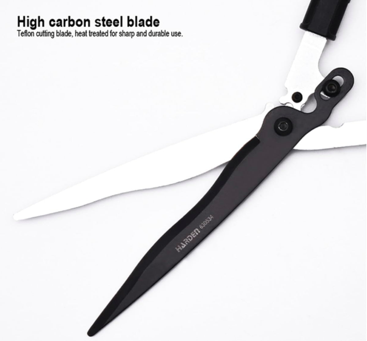 Pro Gear Lever Hedge Shears - 29” - 34” - Telescoping Extendable Handle with High Carbon Steel Teflon Coated Wavy Blade - Ergo Rubber Long Handle - Heavy Duty Gardening Tool