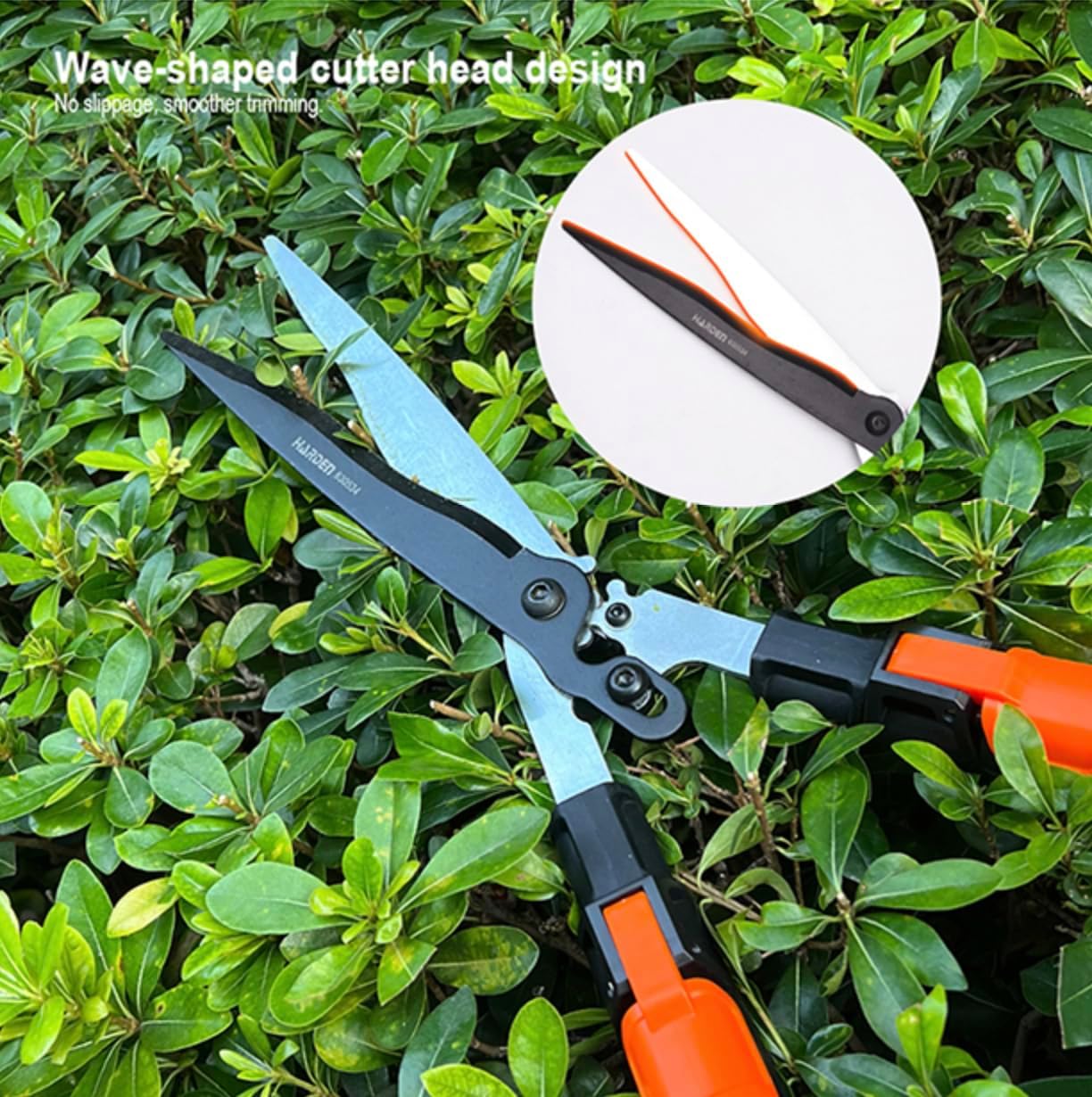 Pro Gear Lever Hedge Shears - 29” - 34” - Telescoping Extendable Handle with High Carbon Steel Teflon Coated Wavy Blade - Ergo Rubber Long Handle - Heavy Duty Gardening Tool