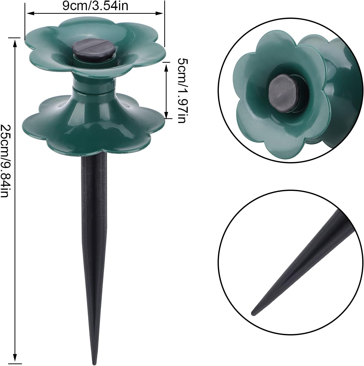 Garden Hose Guide Holder Spike, 3 Pack Hose Guide Spikes Water Hoses Spike Stake Long Plastic Spike Plant Saver Tool for Plant Protection Yard Garden, Green, 3PCS