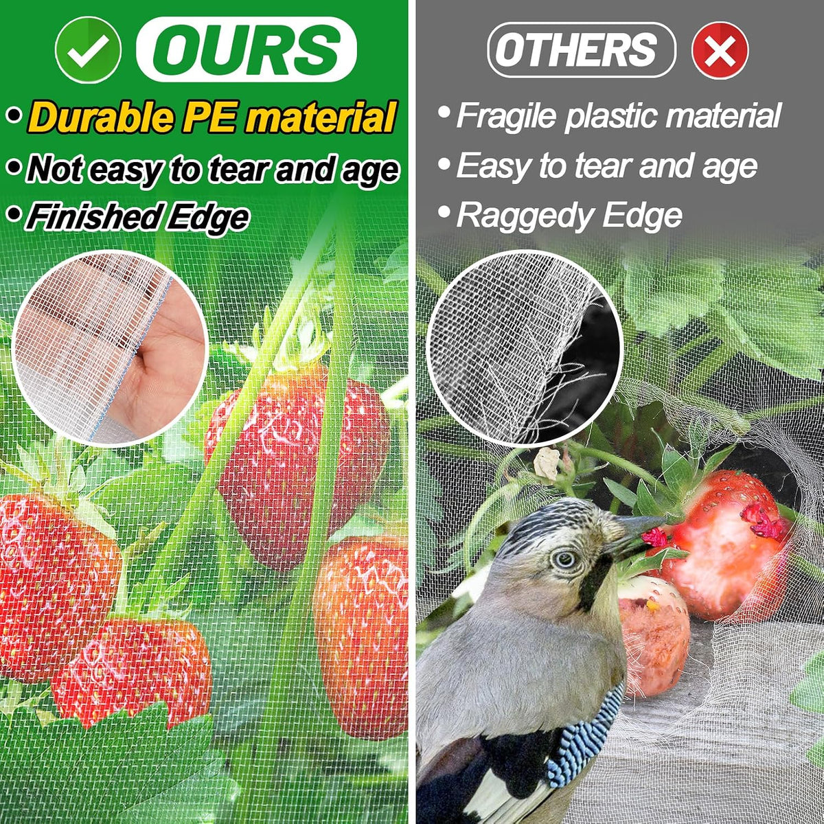 2 Pack 6.5x10ft Garden Netting, Ultra Fine Mesh Plant Covers