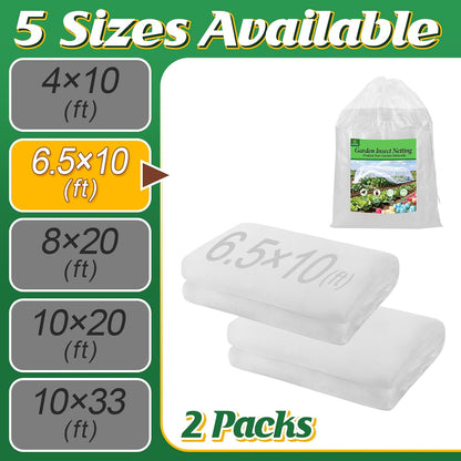 2 Pack 6.5x10ft Garden Netting, Ultra Fine Mesh Plant Covers