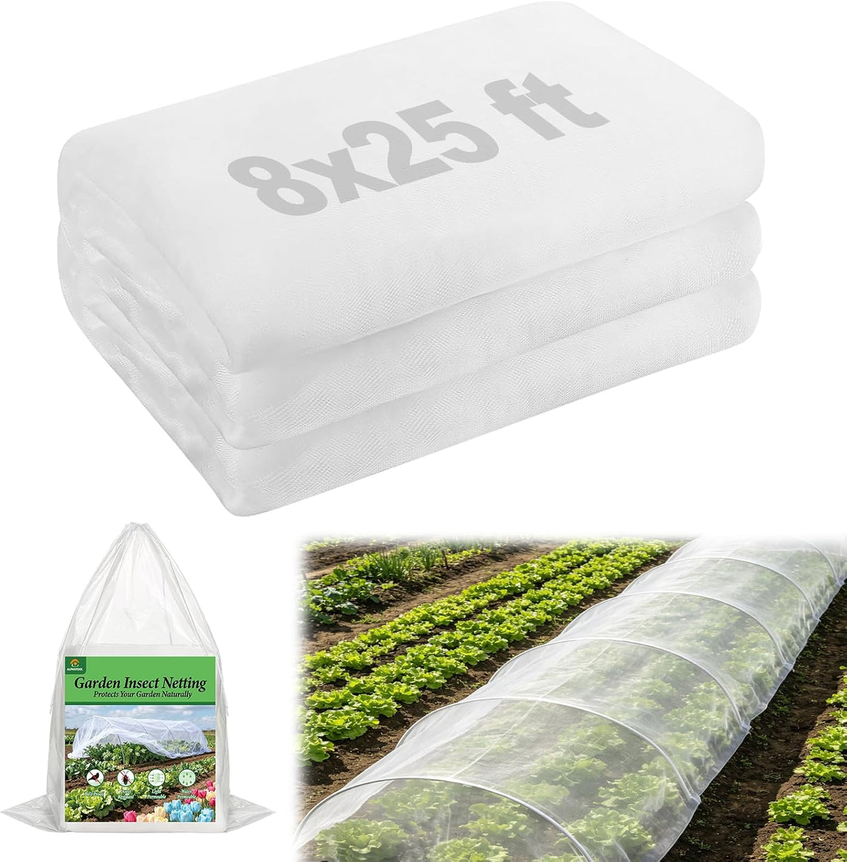 2 Pack 6.5x10ft Garden Netting, Ultra Fine Mesh Plant Covers