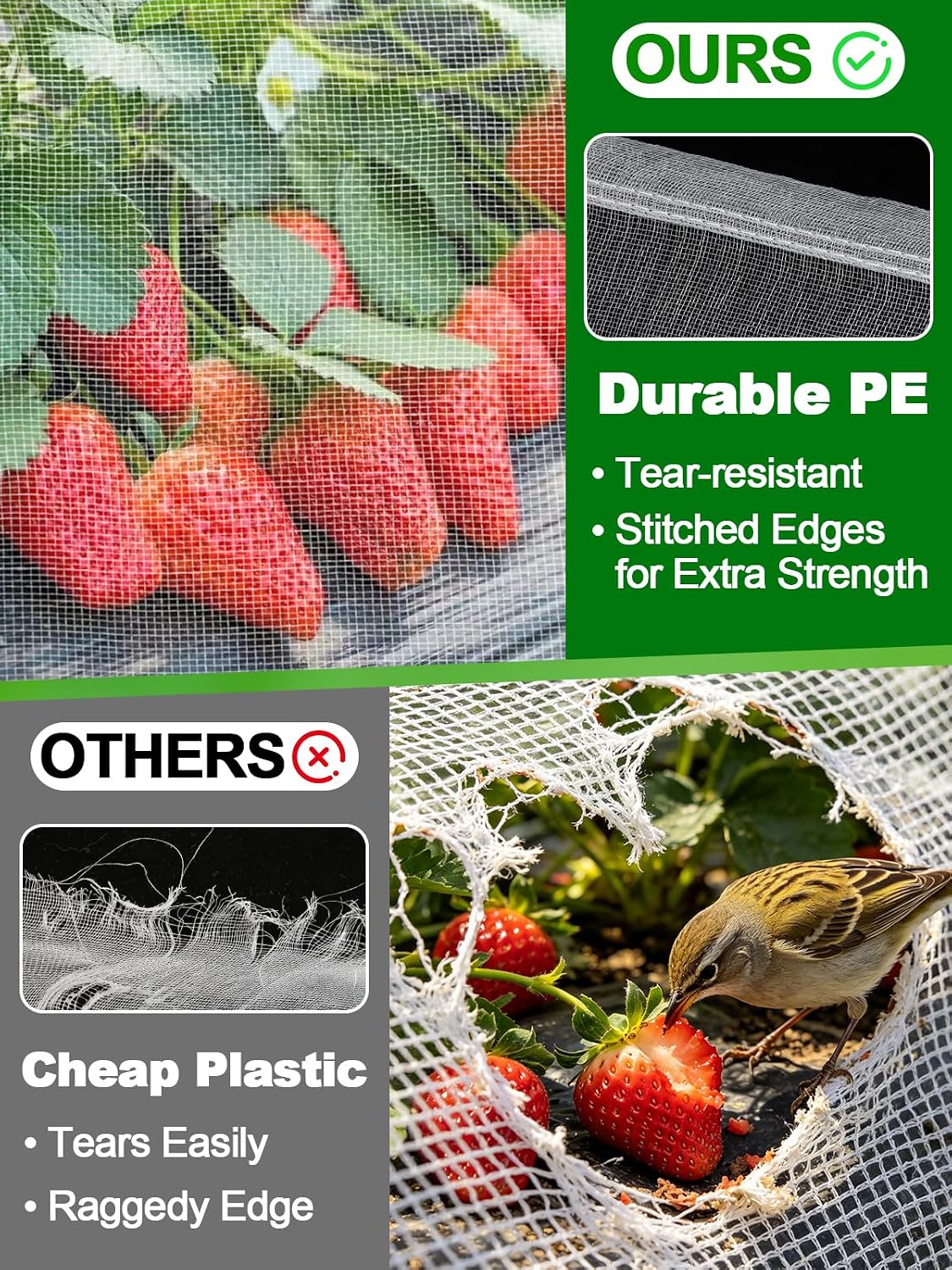 2 Pack 6.5x10ft Garden Netting, Ultra Fine Mesh Plant Covers