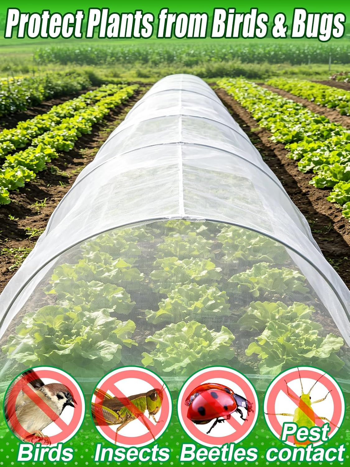 2 Pack 6.5x10ft Garden Netting, Ultra Fine Mesh Plant Covers