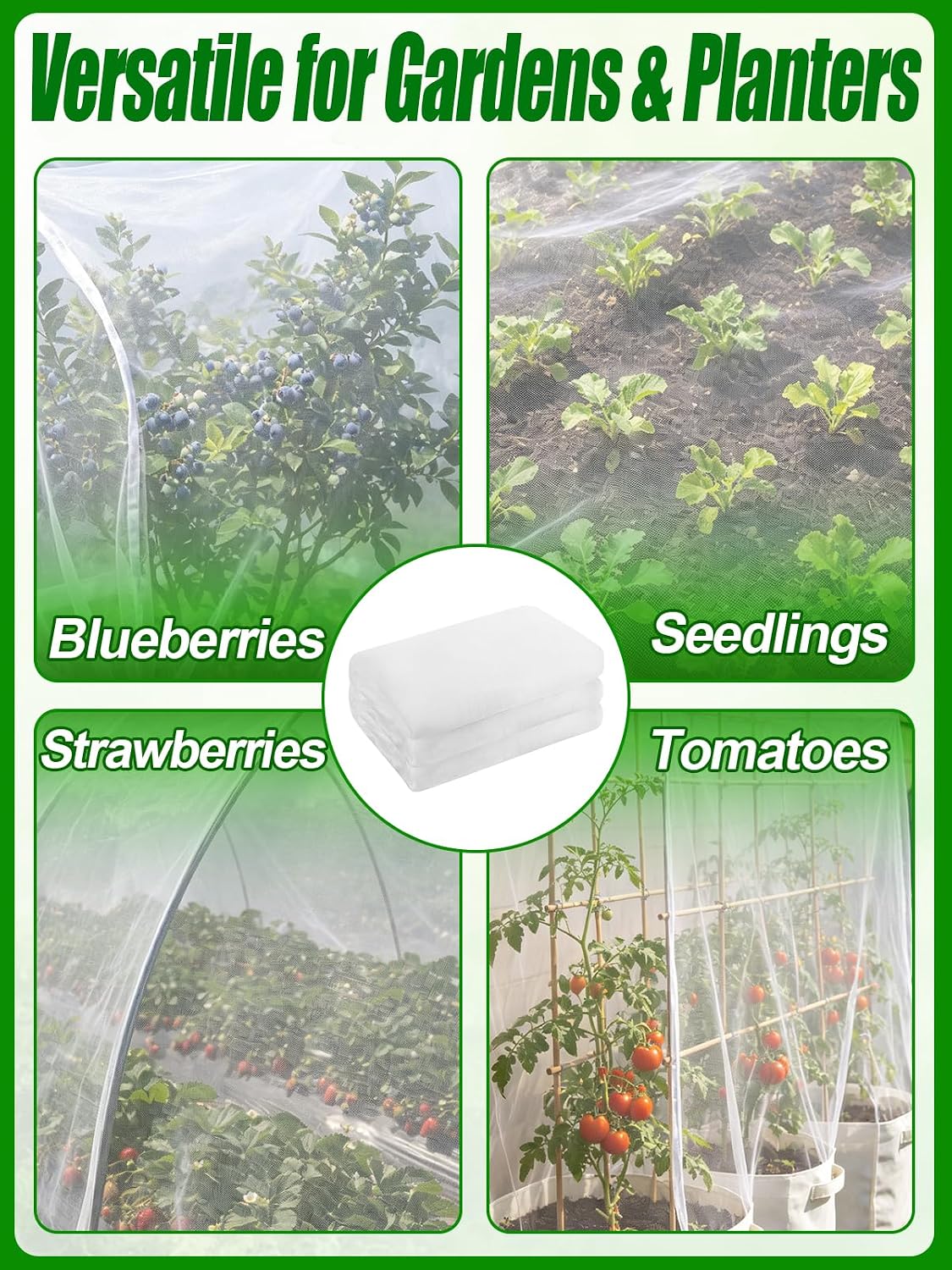 2 Pack 6.5x10ft Garden Netting, Ultra Fine Mesh Plant Covers