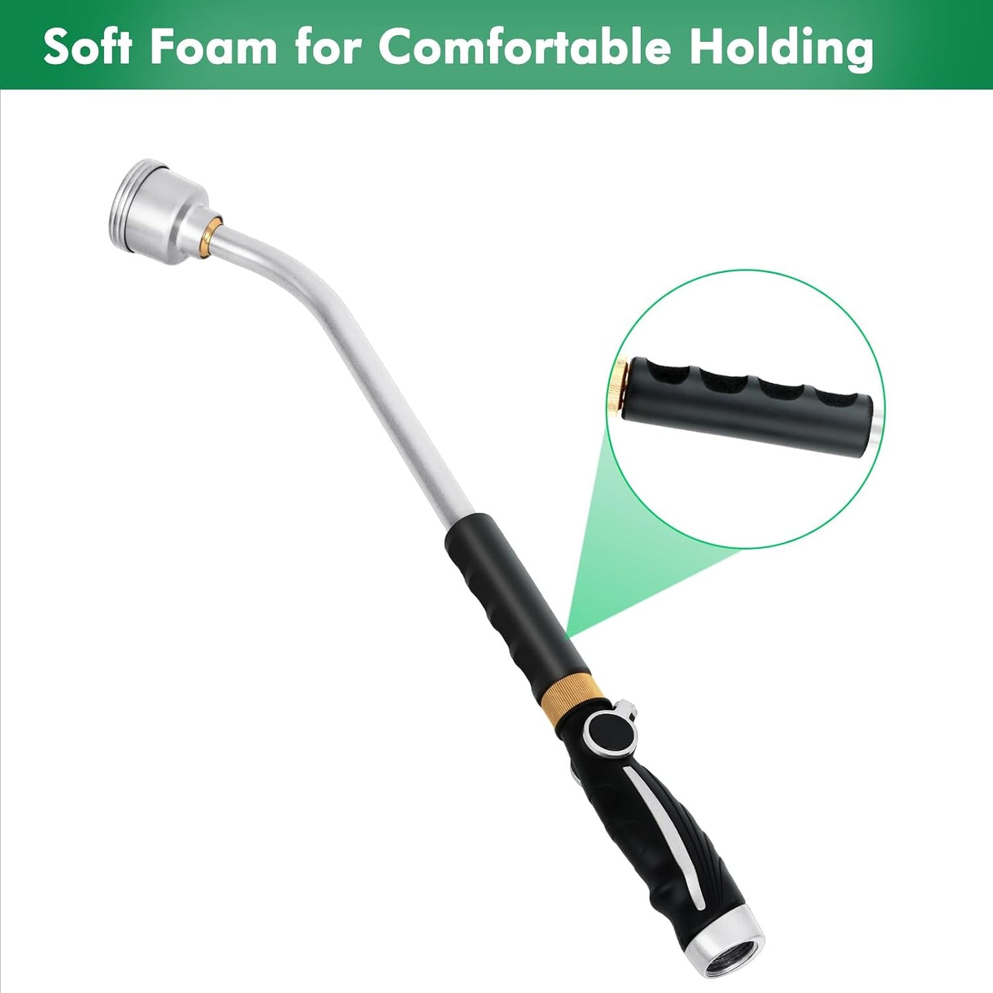 Long Watering Wand, 24 Inches Gentle Soft Full Shower Sprayer Wand