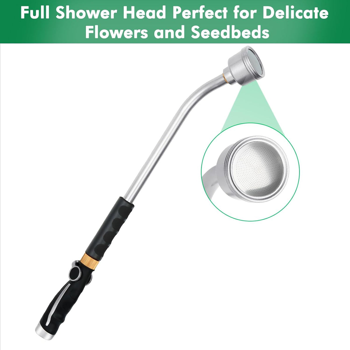 Long Watering Wand, 24 Inches Gentle Soft Full Shower Sprayer Wand