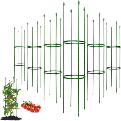 Tomato Cages for Garden&Pots, 4 Pack 50" Plant Support Trellis for Tomatoes, Cucumbers, Beans | Heavy-Duty Steel with Rust-Proof Coating | Garden Stakes for Outdoor Indoor Plants