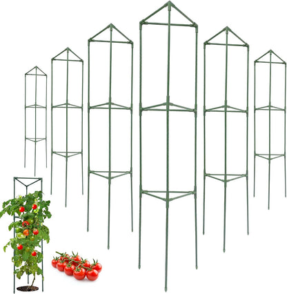Tomato Cages for Garden&Pots, 4 Pack 50" Plant Support Trellis for Tomatoes, Cucumbers, Beans | Heavy-Duty Steel with Rust-Proof Coating | Garden Stakes for Outdoor Indoor Plants