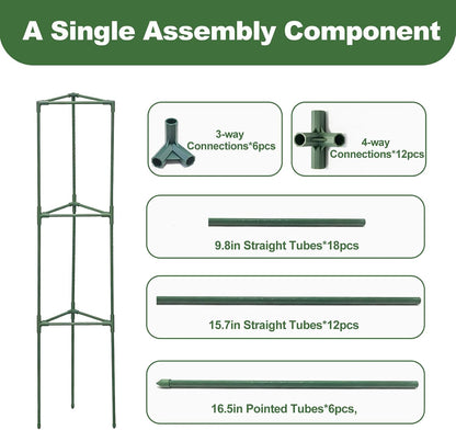 Tomato Cages for Garden&Pots, 4 Pack 50" Plant Support Trellis for Tomatoes, Cucumbers, Beans | Heavy-Duty Steel with Rust-Proof Coating | Garden Stakes for Outdoor Indoor Plants