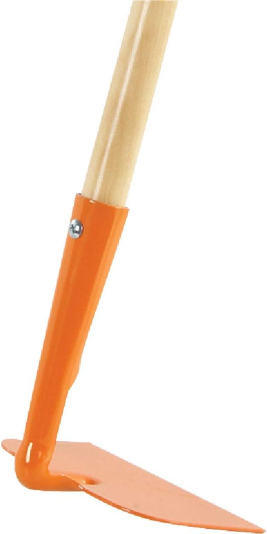 Kids Long Handle Garden Hoe, Mini Digging Tool with Wooden Handle, Gardening Tool for Children, Orange